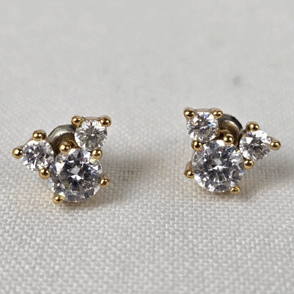 Disney Gold Tone Crystal Mickey Mouse Stud Earrings